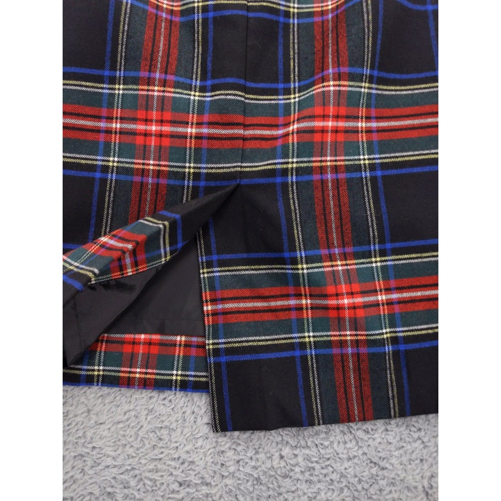 J.Crew The Pencil Skirt Women 8 Black Red Plaid Wool Blend Knee Length Lined - Picture 7 of 10
